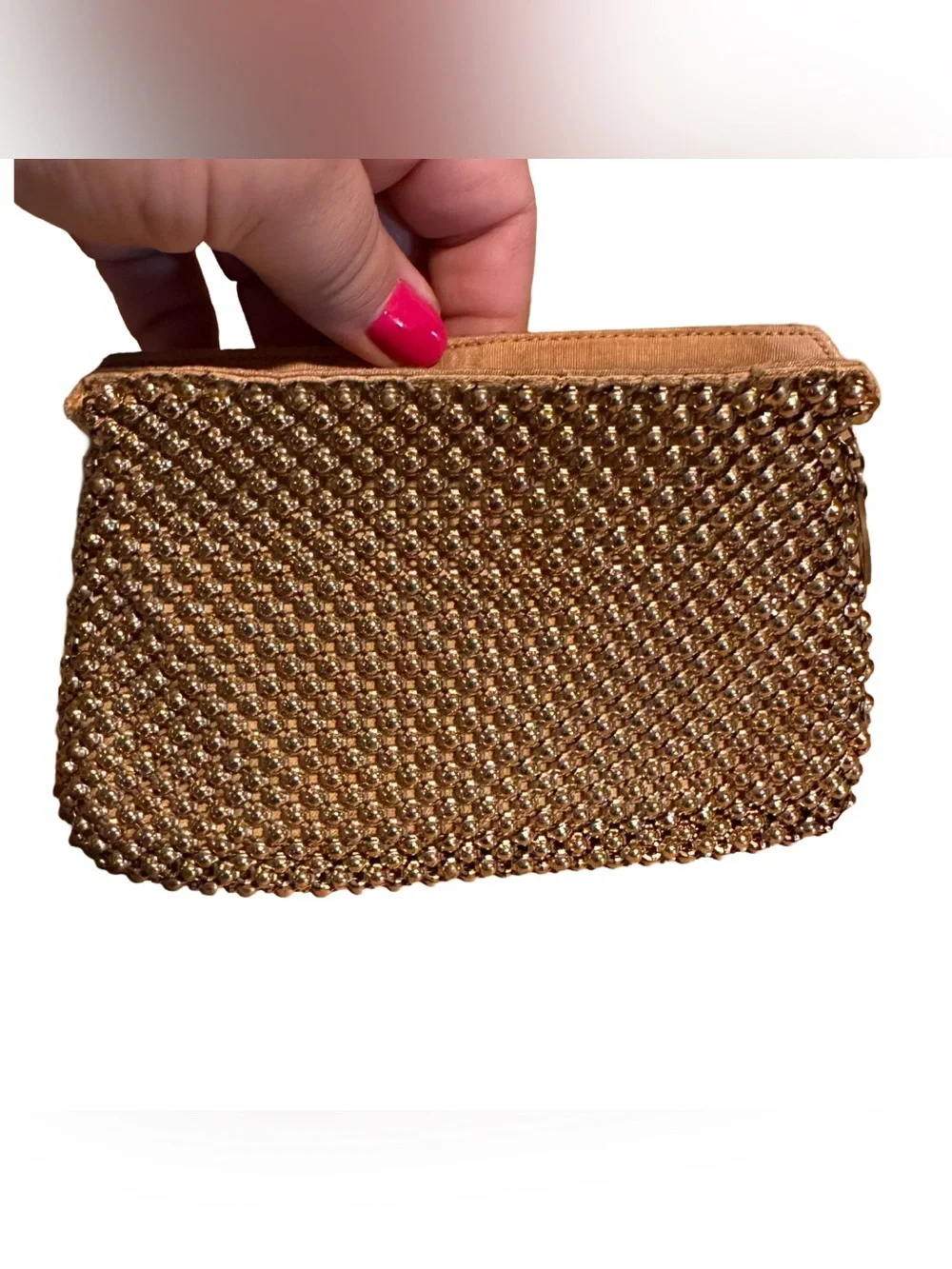 VINTAGE WHITING & DAVIS GOLD METAL MESH DOT CHANGE PURSE